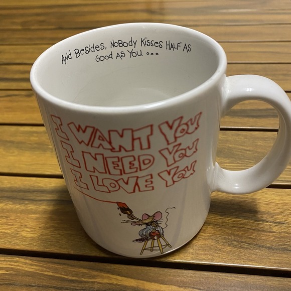 Vintage Papel Moodz Mug Japan I Want You I Need You I Love You Kisses Love - Picture 2 of 7